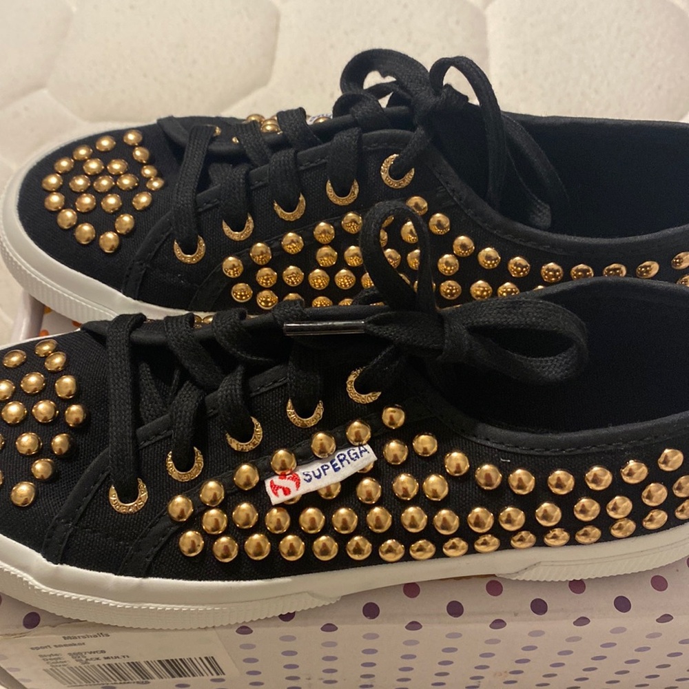 Brand new special edition black w studs Superga